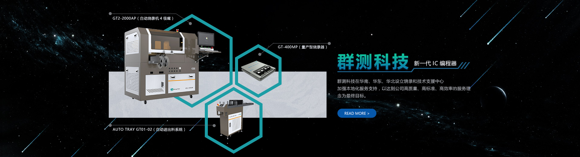 群測(cè)科技在華南、華東、華北設(shè)立燒錄及技術(shù)支援中心，加強(qiáng)本地化服務(wù)支持，以達(dá)到公司高質(zhì)量、高標(biāo)準(zhǔn)、高效率的服務(wù)理念為最終目標(biāo)